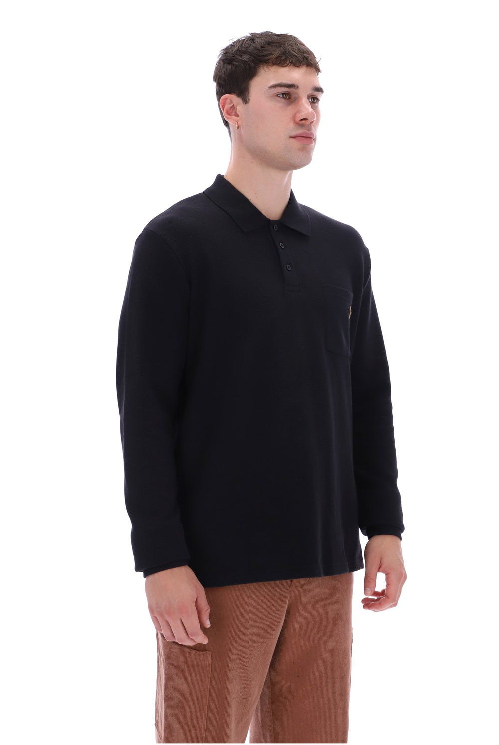 Black Dino Long Sleeve Polo