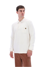 White Down Dino Long Sleeve Polo