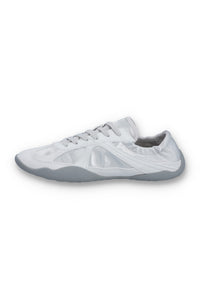 White and silver Fila glio sneaker on a white background