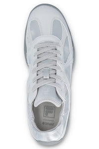 White and silver Fila glio sneaker on a white background