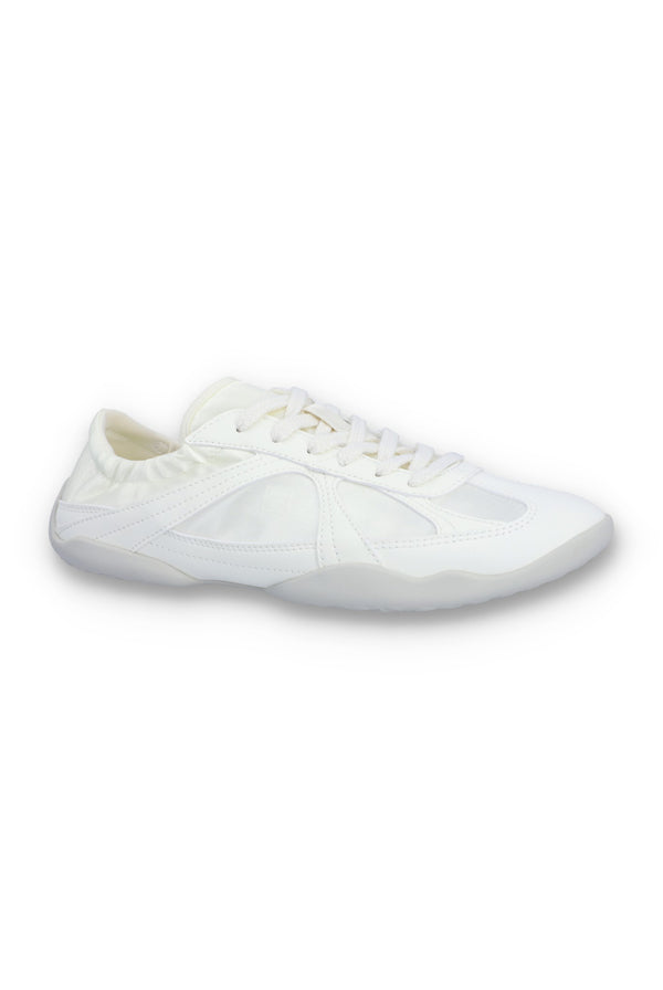 White Fila shoe on a white background.