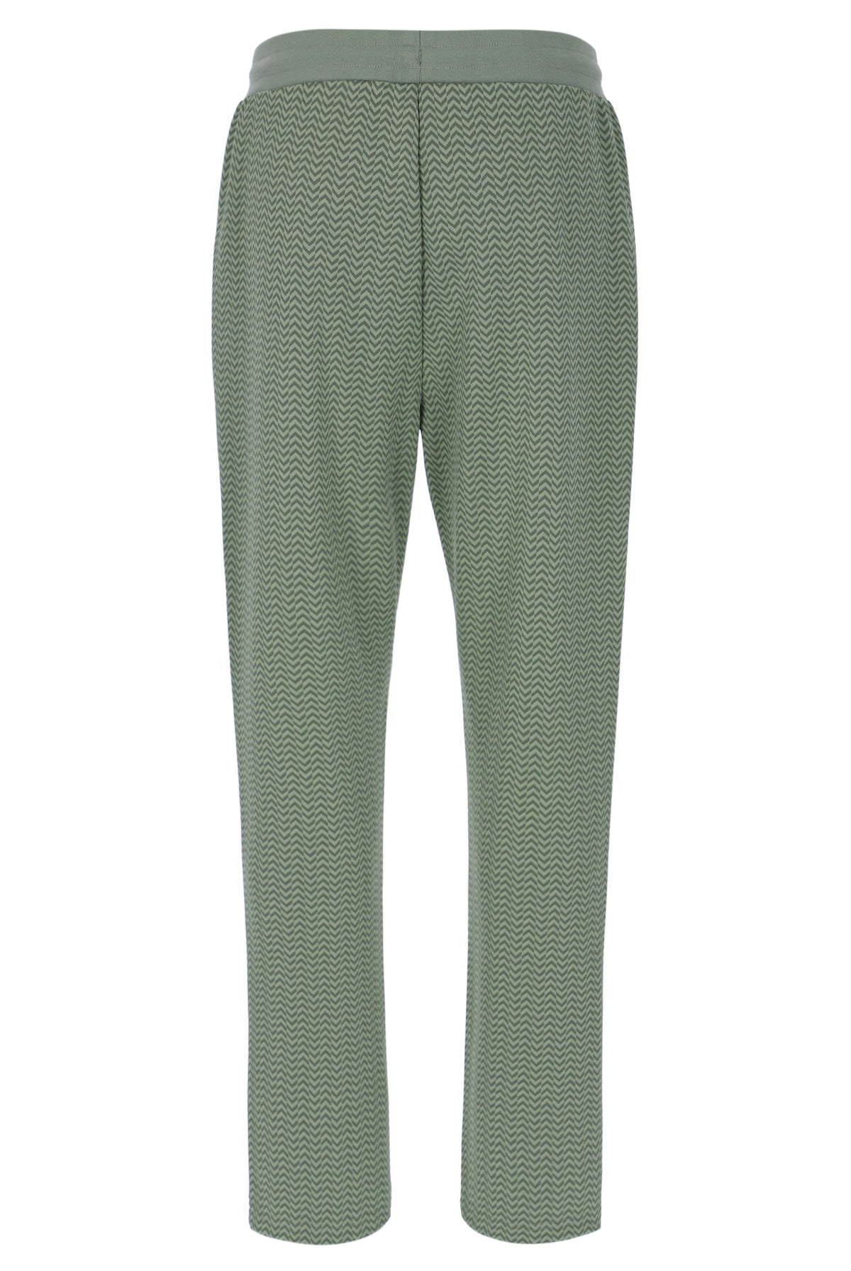 Displays a model wearing the Sea Foam 'FILA' branded Edward Herringbone Pant
