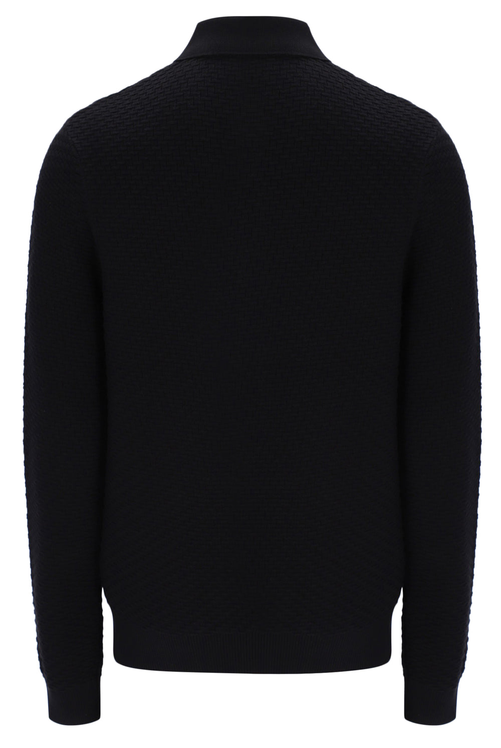 Displays the Black 'FILA' branded Elia Brick Knit Long Sleeve Polo