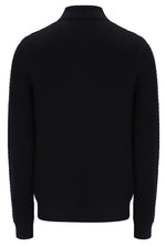 Displays the Black 'FILA' branded Elia Brick Knit Long Sleeve Polo