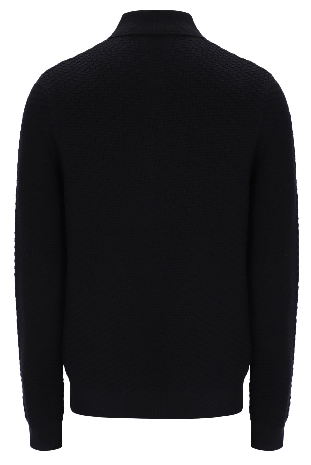 Displays the Black 'FILA' branded Elia Brick Knit Long Sleeve Polo