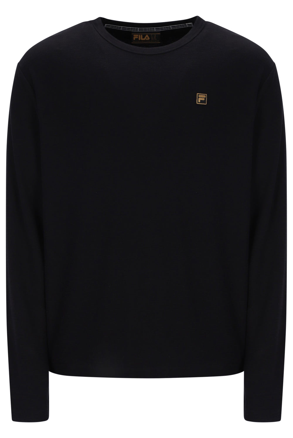 Displays the Black 'FILA' branded Elio Long Sleeve Slub T-Shirt