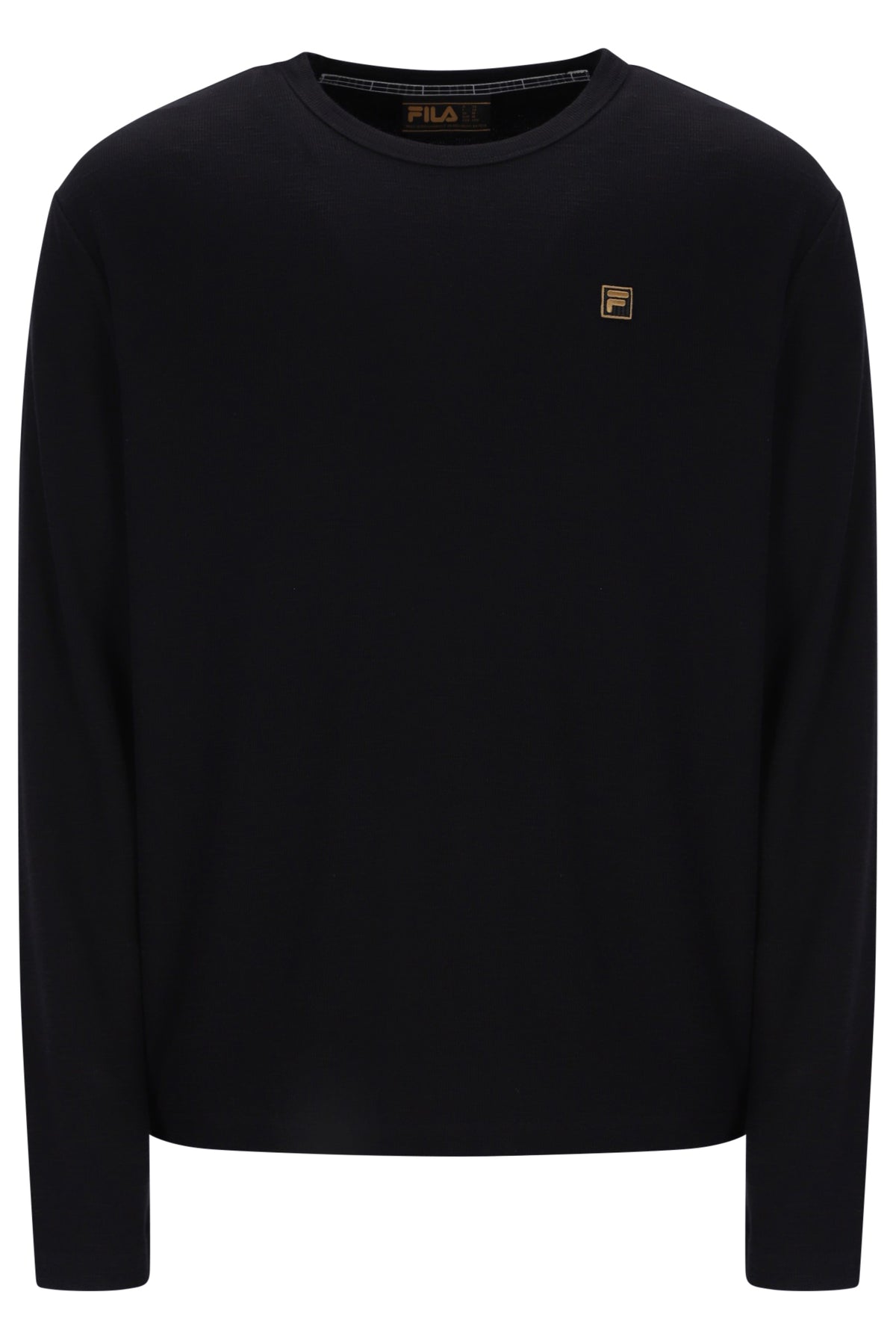 Displays the Black 'FILA' branded Elio Long Sleeve Slub T-Shirt