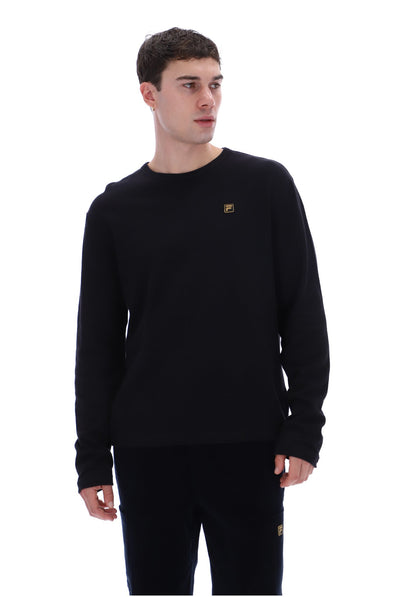 Black Elio Long Sleeve Slub T-Shirt