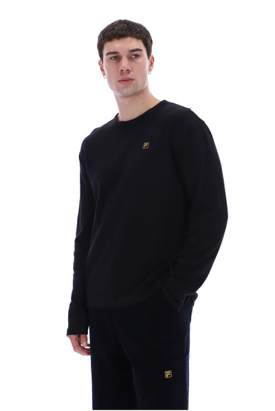 Black Elio Long Sleeve Slub T-Shirt