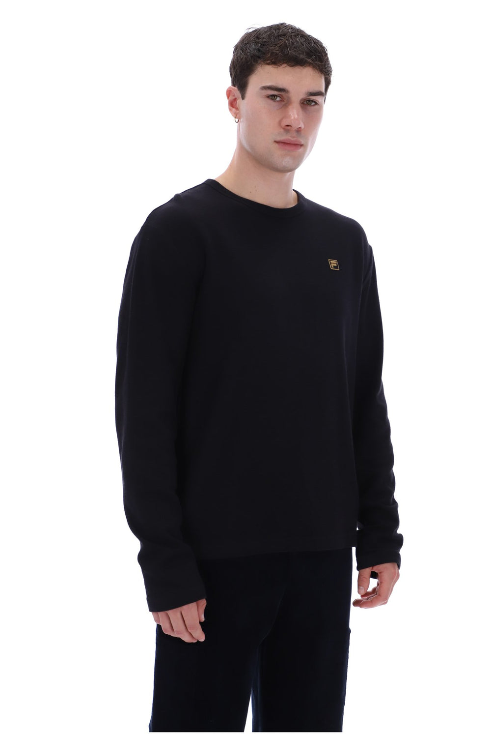 Black Elio Long Sleeve Slub T-Shirt