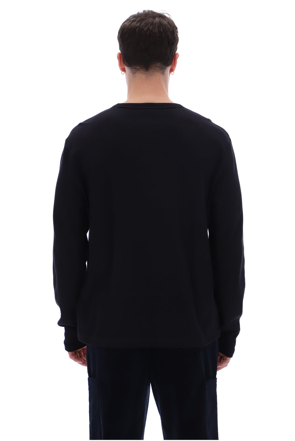 Black Elio Long Sleeve Slub T-Shirt