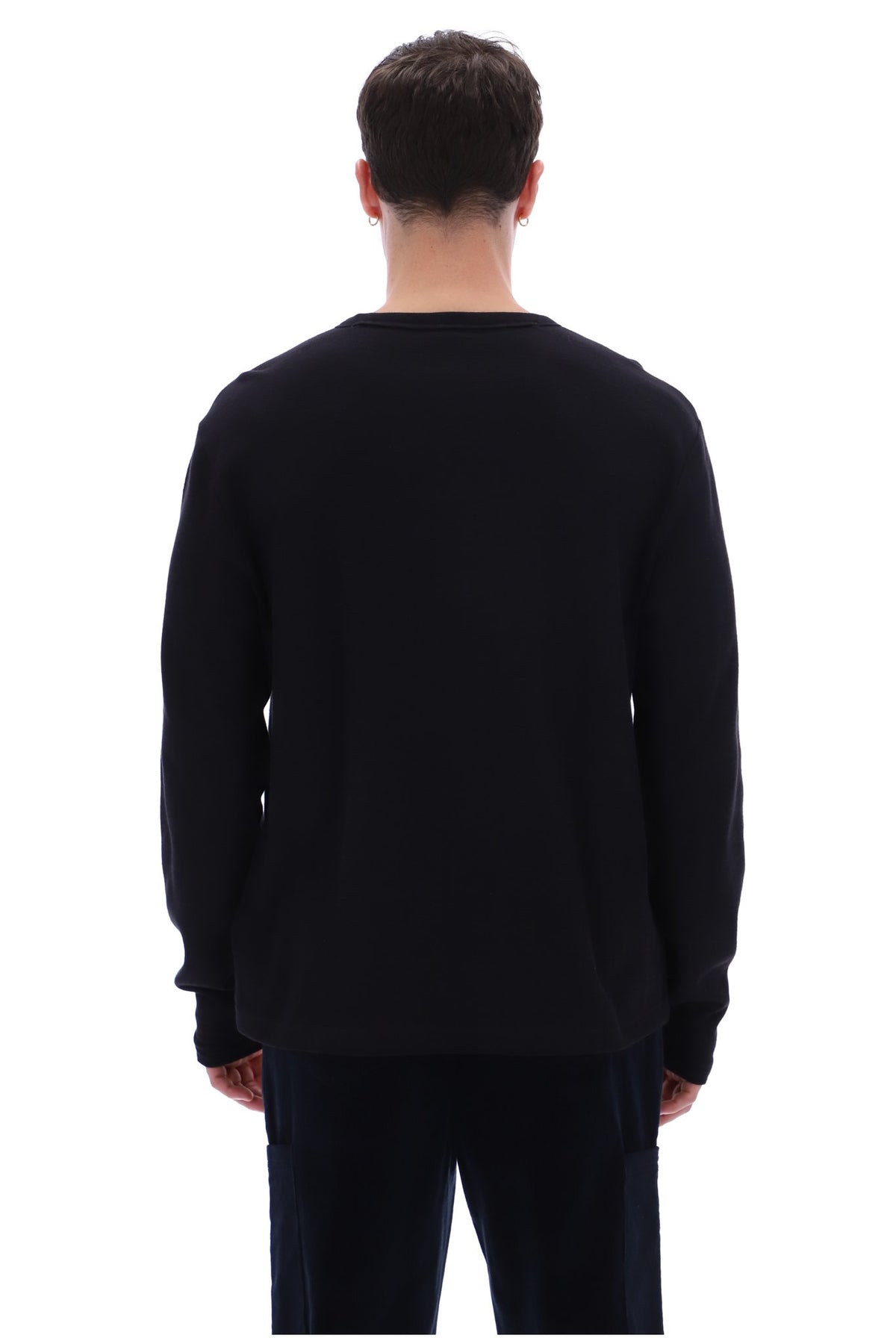 Black Elio Long Sleeve Slub T-Shirt
