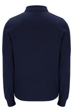 Navy blue long-sleeve shirt on a white background
