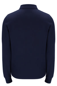 Navy blue long-sleeve shirt on a white background