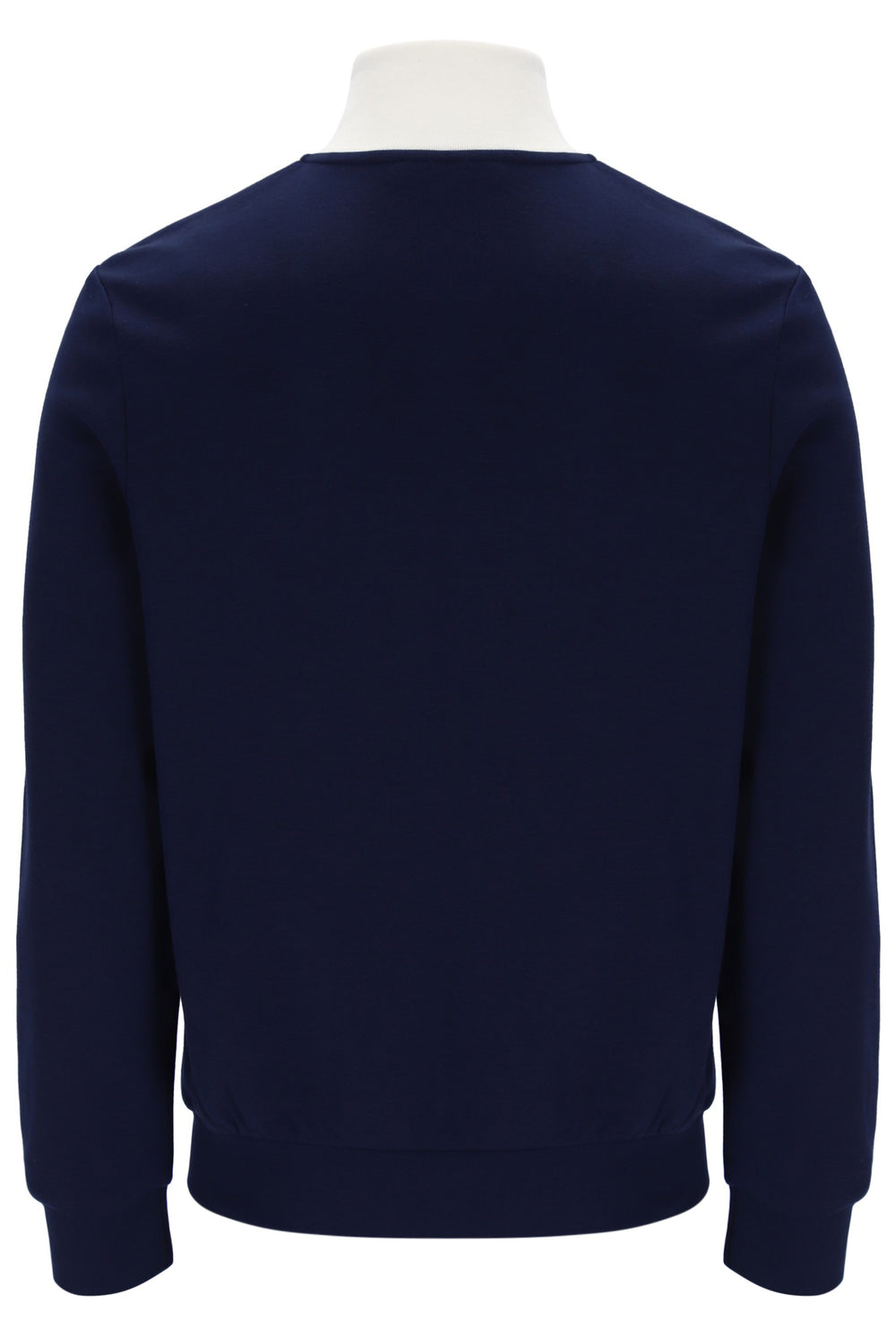 Navy blue sweater on a mannequin with a white background