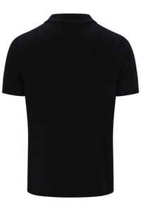 Displays the Black 'FILA' branded Enzo Knitted Check Zip Polo