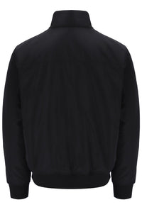Displays the Black 'FILA' branded Etton Bomber Jacket