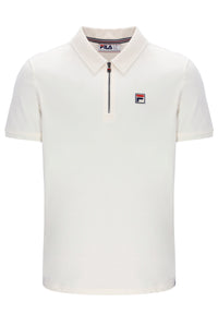Displays the Gardenia 'FILA' branded Ettore Zip Polo