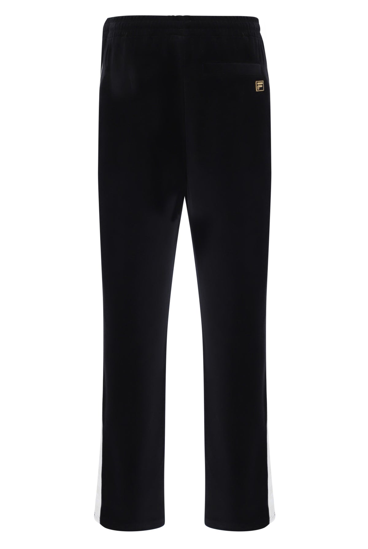 Displays the Black 'FILA' branded Fario Velour Track Pant