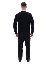 Black Ferguson Open Knit Pointelle Panel Track Top