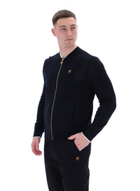 Black Ferguson Open Knit Pointelle Panel Track Top