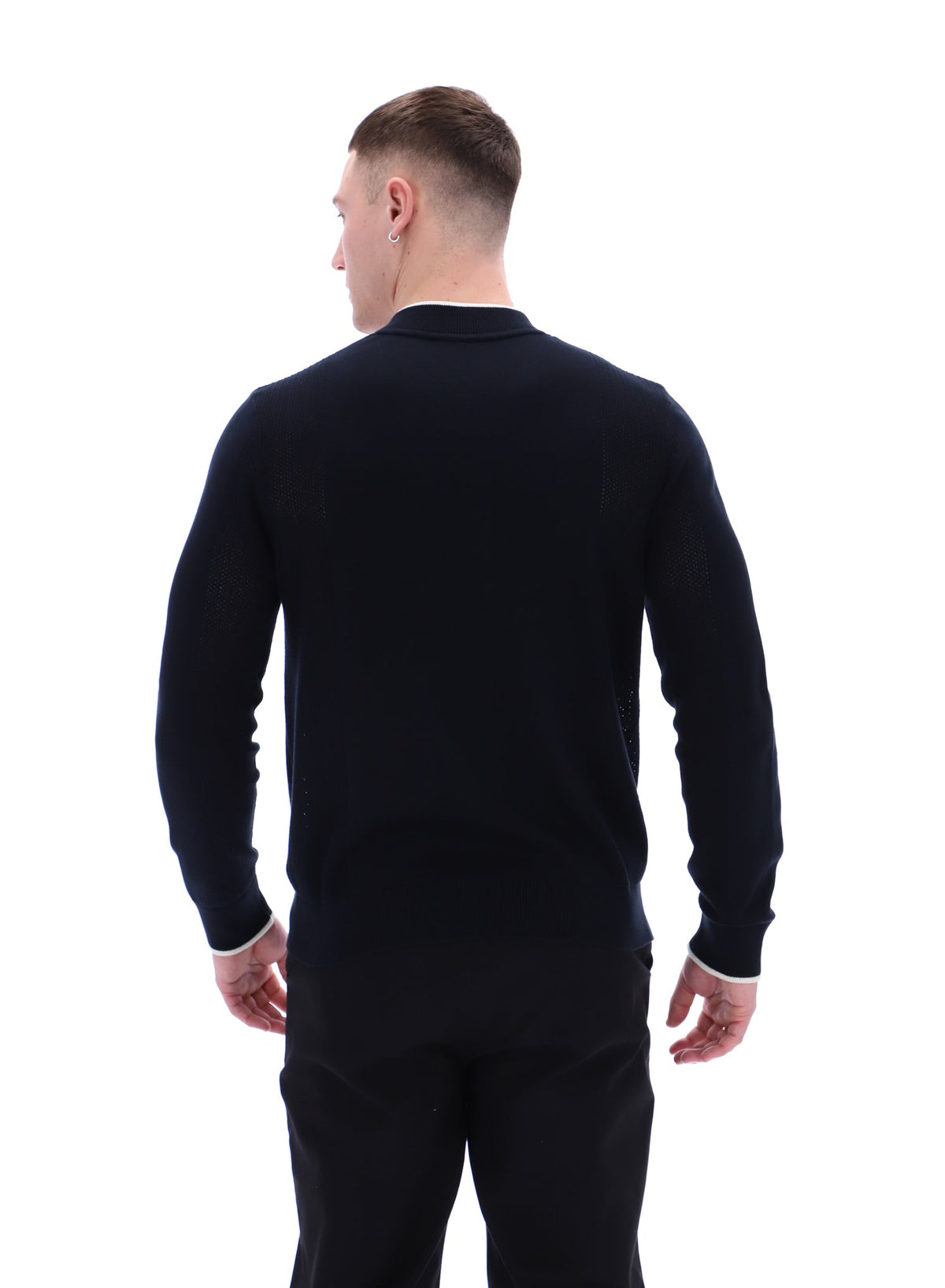 Black Ferguson Open Knit Pointelle Panel Track Top