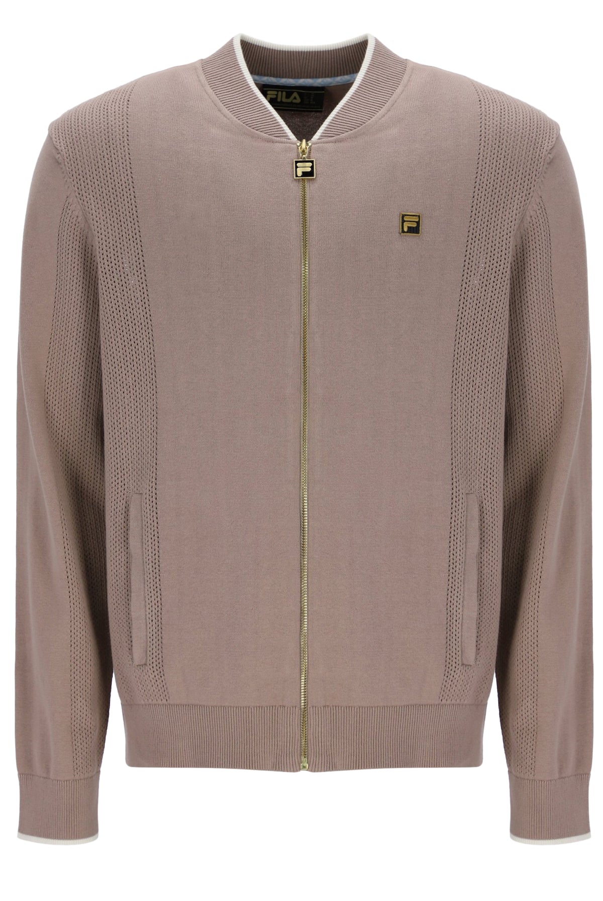 Mocha Meringue Ferguson Open Knit Pointelle Panel Track Top