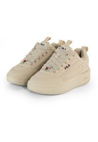 A pair of beige FILA Superbubble Trainers with lace-up closure and the FILA logo visible on the side.