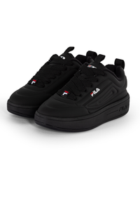 A pair of black FILA Superbubble Trainers with a chunky sole and FILA logo branding.
