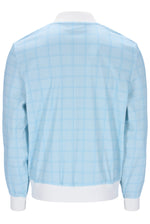 Light blue checkered jacket on a white background