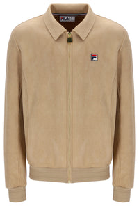 Beige tracksuit Jacket with a small FILA logo on the chest, on a white background