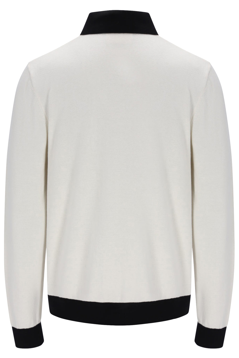 Displays the Gardenia & Black 'FILA' branded Francis Knitted Long Sleeve Polo
