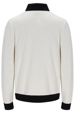 Displays the Gardenia & Black 'FILA' branded Francis Knitted Long Sleeve Polo