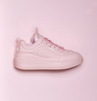 A pair of pink FILA Superbubble Trainer sneakers with lace-up closure.