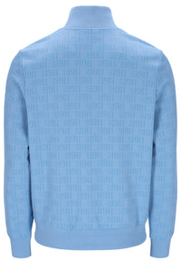 Light blue textured sweater on a white background