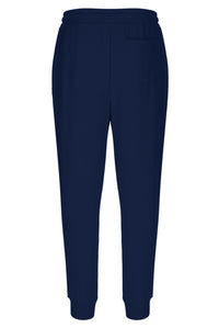 Navy blue sweatpants on a white background