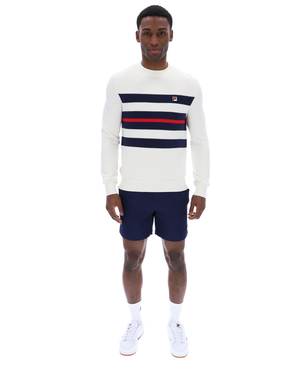 Gardenia Giuseppe Mesh Stripe Knitted Crew Neck