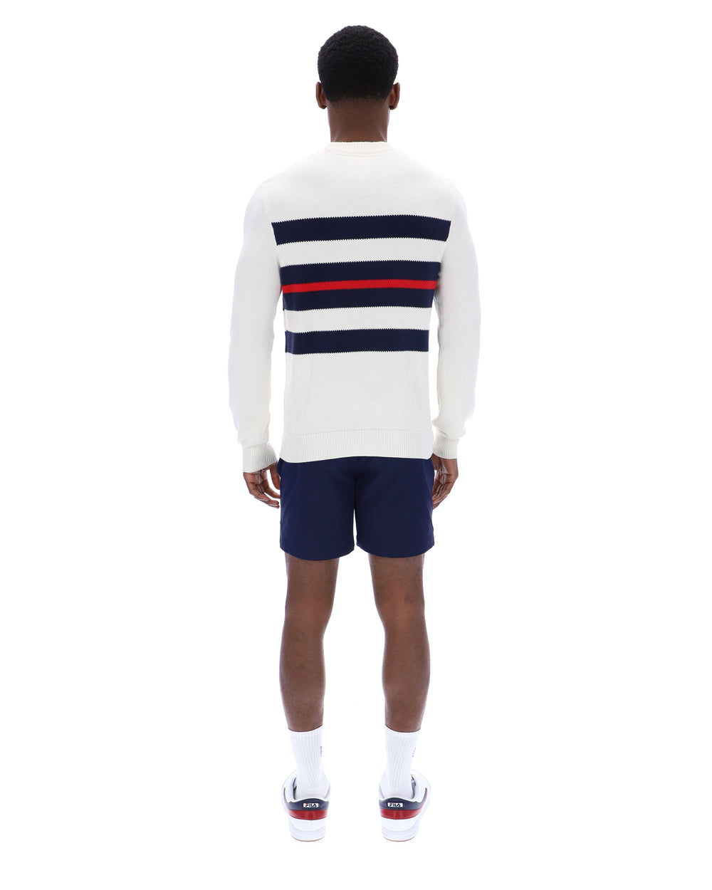 Gardenia Giuseppe Mesh Stripe Knitted Crew Neck