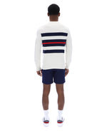 Gardenia Giuseppe Mesh Stripe Knitted Crew Neck