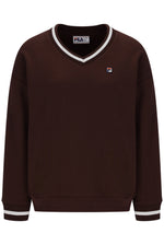 Displays the Fudge 'FILA' branded Grace V Neck Sweater