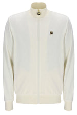 White jacket with brand logo on a white background