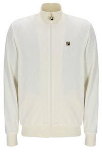 White jacket with brand logo on a white background