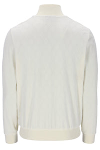 White sweater on a mannequin against a white background
