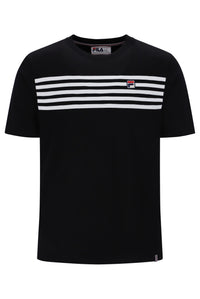 Displays the Black/ White 'FILA' branded Hanford T-Shirt