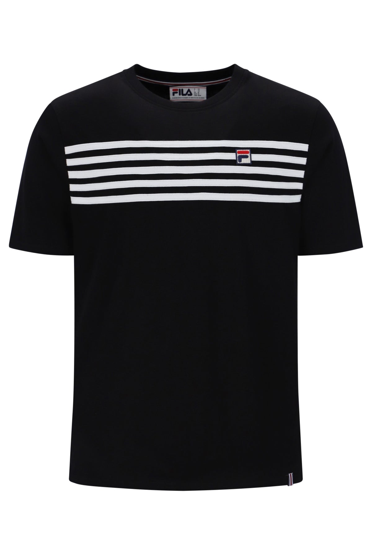 Displays the Black/ White 'FILA' branded Hanford T-Shirt