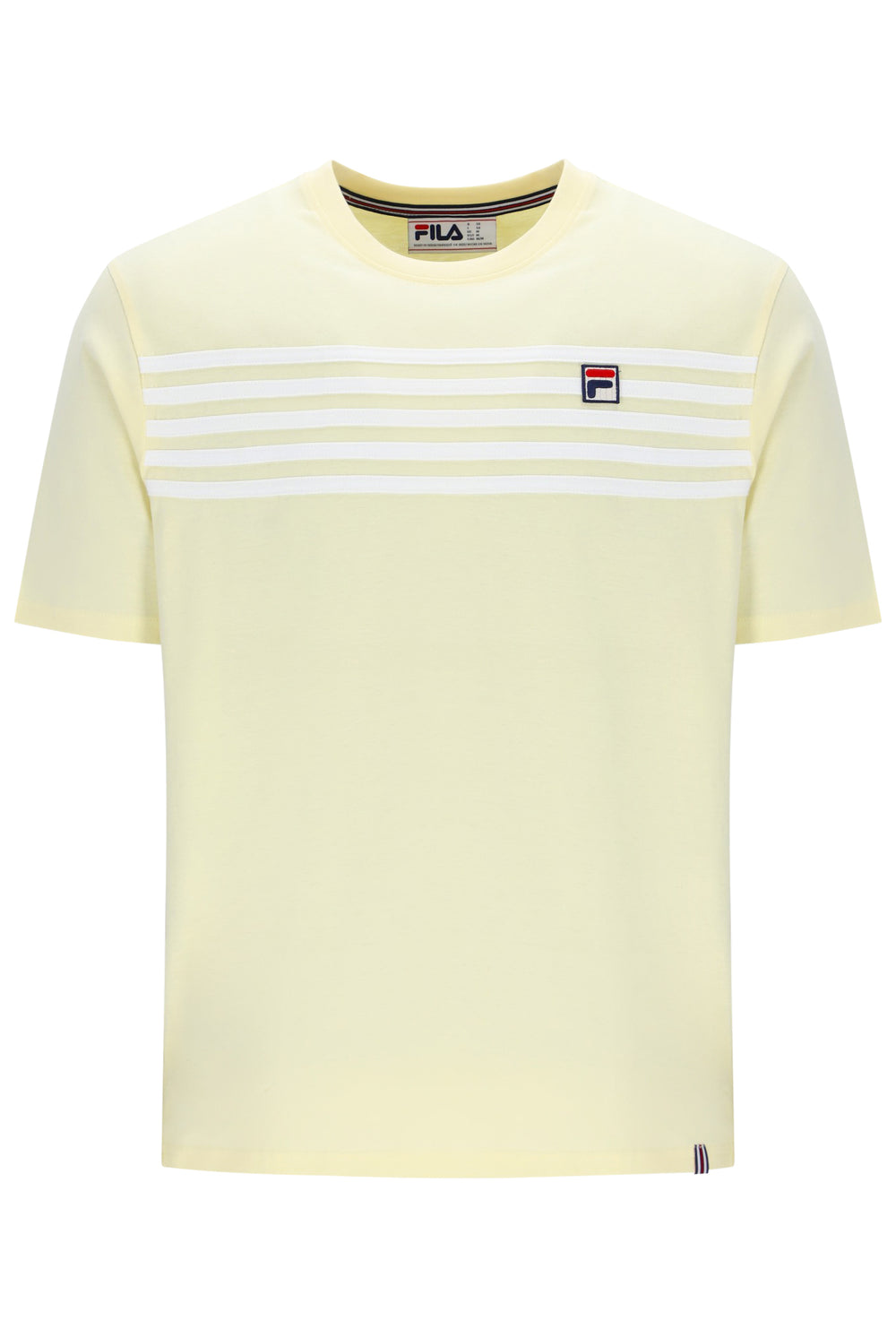 Displays the Double Cream and White 'FILA' branded Hanford T-Shirt