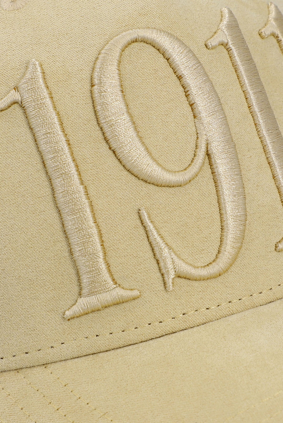 Displays the Classic Beige 'FILA' branded Hazza Large 1911 Embroidered Mesh-Back Cap featuring the 1911 branding 