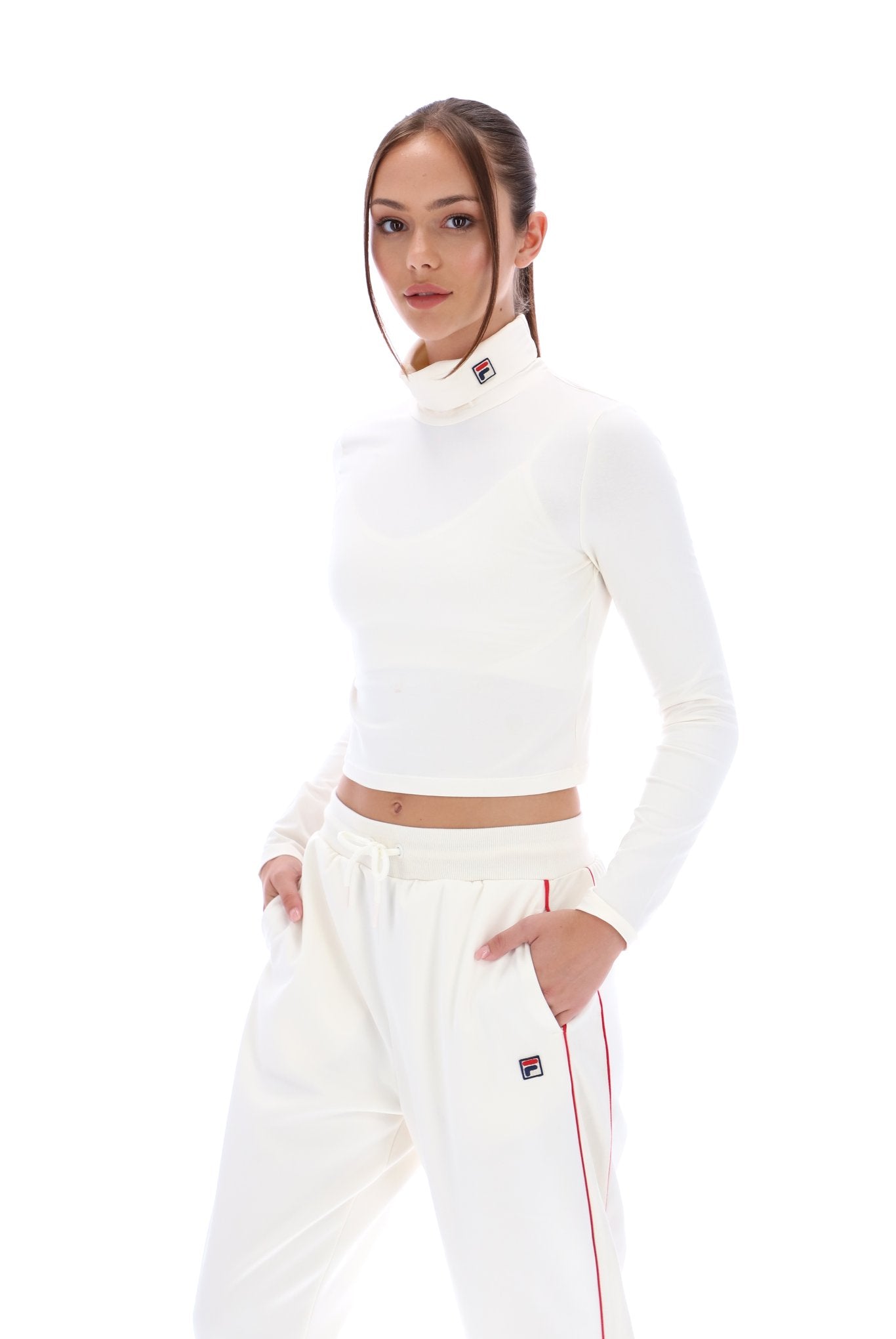 Cream Heidi Cropped Roll Neck Top – Fila UK