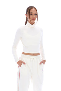 Cream Heidi Cropped Roll Neck Top