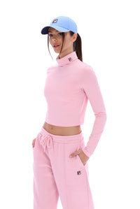 Pink Heidi Cropped Roll Neck Top